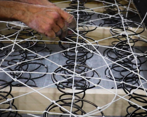 NC Furniture Manufacturer Carolina Custom Leather Factory 8 Way Hand Tied Spring Up Process Up Close